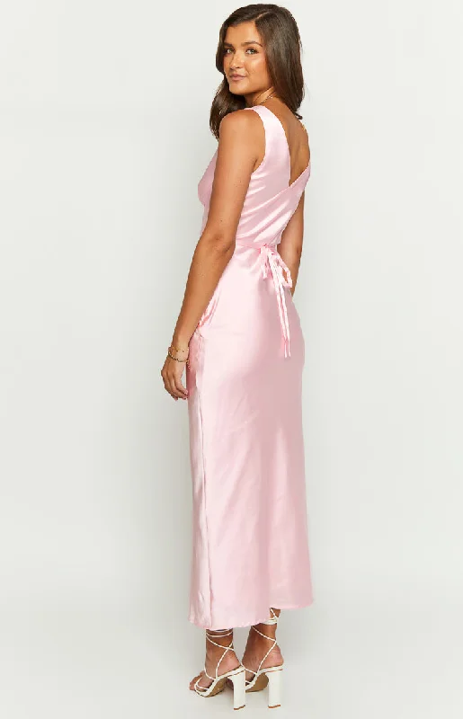 Verlaine Pink Satin Maxi Dress