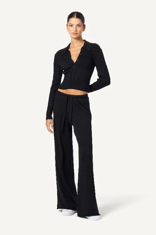 ADLER RELAXED PULL ON STRAIGHT LEG PANT | BLACK