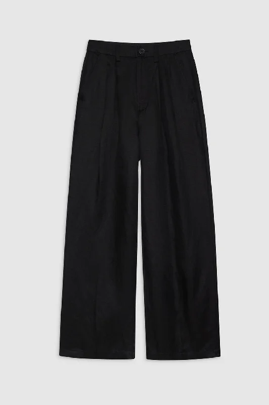 Carrie Ankle Pant - Black Linen Blend