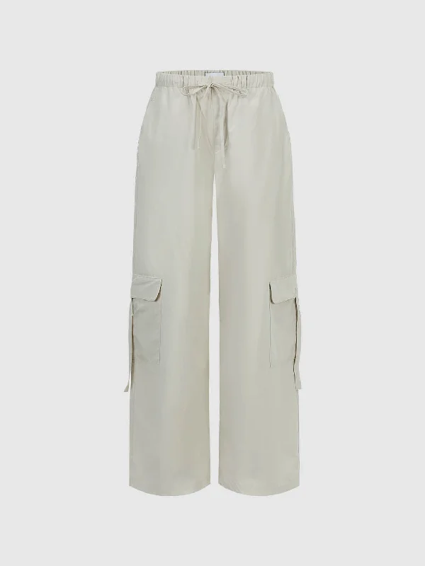 Drawstring Waist Straight Pants