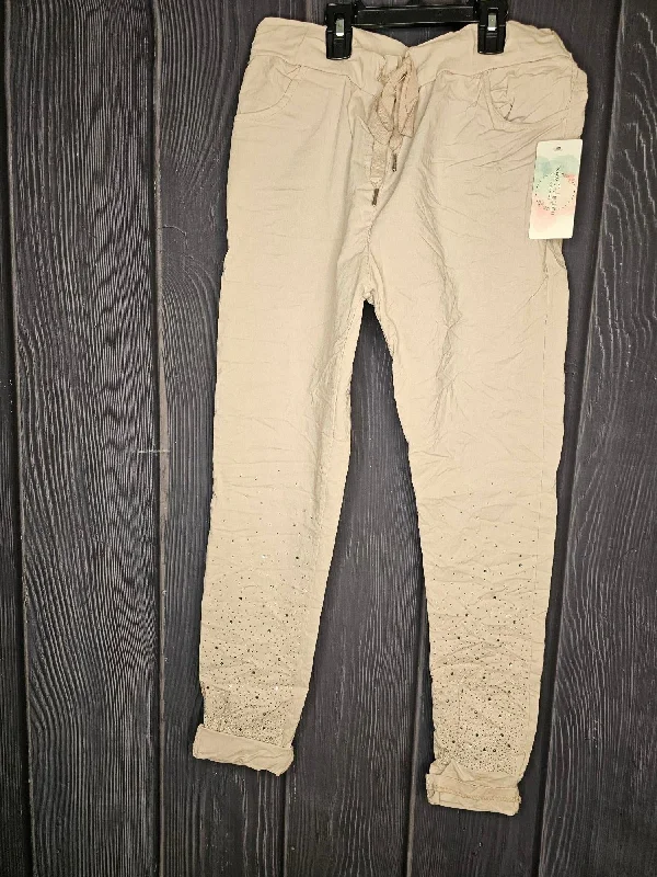 Look Mode -Jeggings - Beige - Diamond Stud Print - Comfortable - Made in Italy - 21088DIA