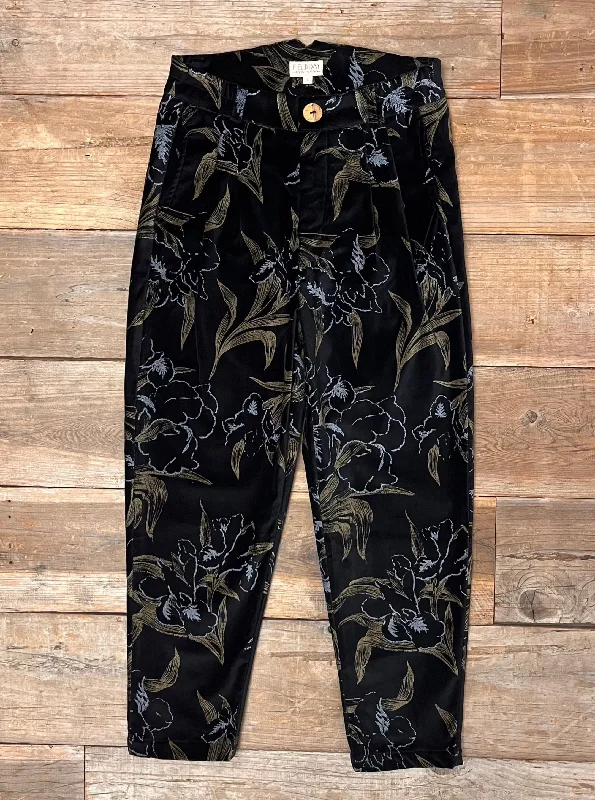 Perfect Pant in Black Floral Velvet