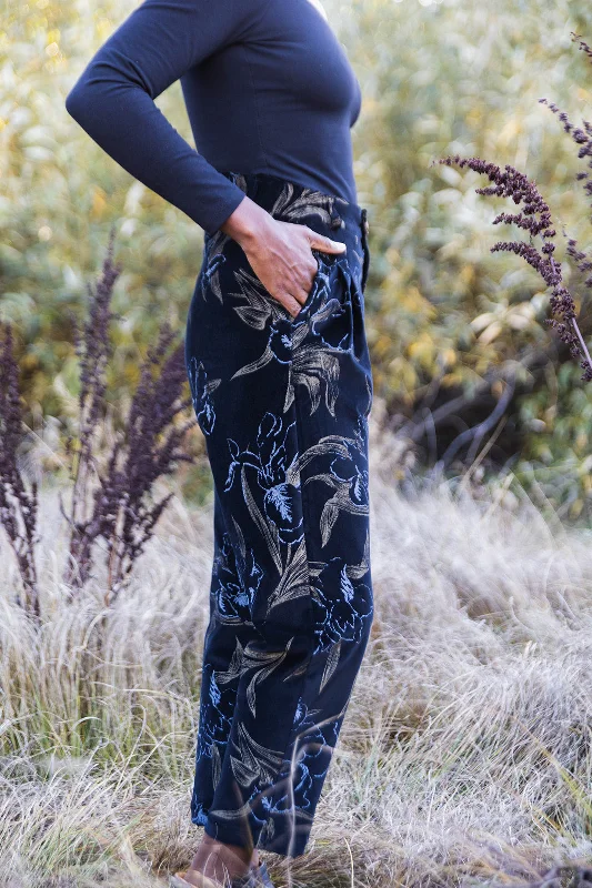 Perfect Pant in Black Floral Velvet