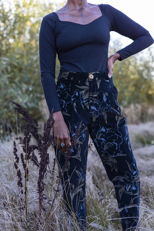 Perfect Pant in Black Floral Velvet