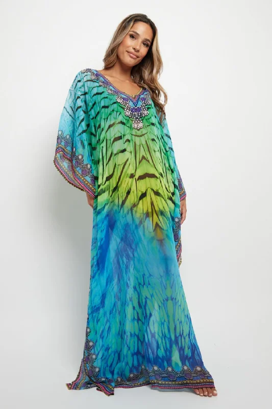 Aftershock London Aqua Blue Maxi Beach Dress Kaftan