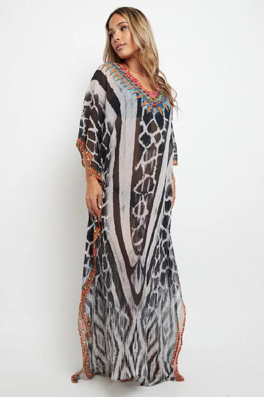 Aftershock London Black Maxi Beach Dress Kaftan