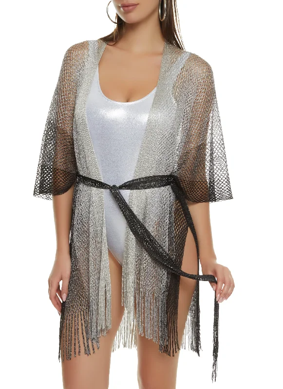 Ombre Lurex Fishnet Swim Cover Up