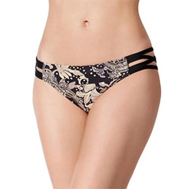 Carmen Marc Valvo Women's Printed Strappy Bikini Bottoms, Black, XS