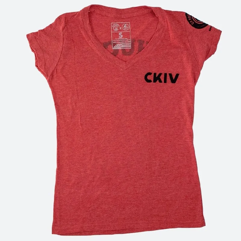 S / RED HEATHER V-NECK