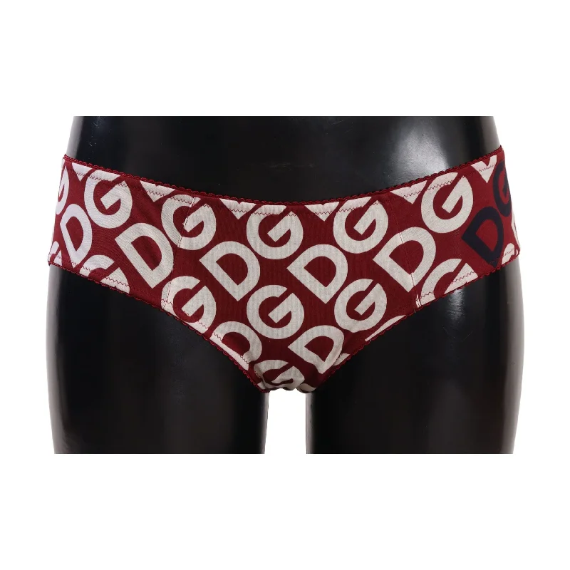 Dolce & Gabbana Chic Maroon White Logo Swim Bottoms