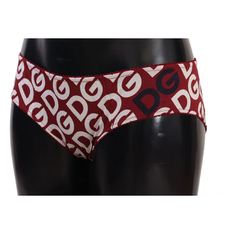 Dolce & Gabbana Chic Maroon White Logo Swim Bottoms