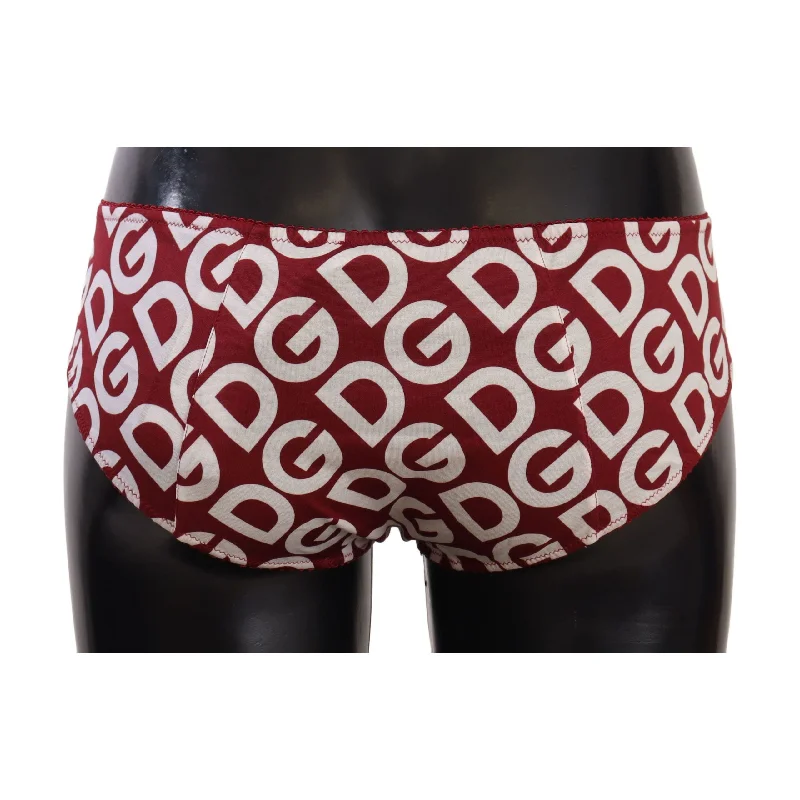 Dolce & Gabbana Chic Maroon White Logo Swim Bottoms