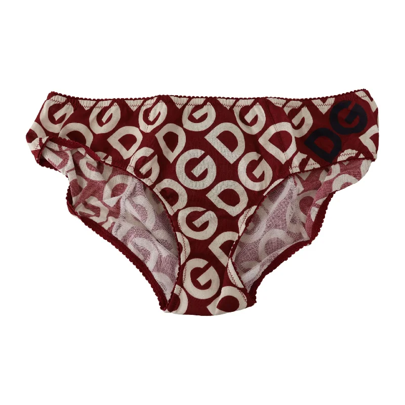 Dolce & Gabbana Chic Maroon White Logo Swim Bottoms