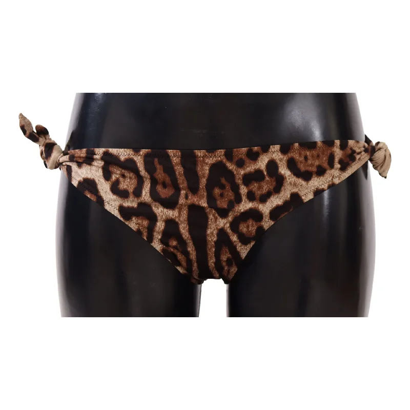 Dolce & Gabbana Elegant Leopard Print Bikini Bottom