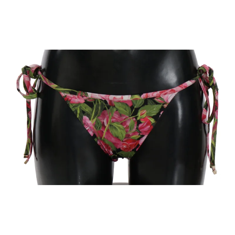 Dolce & Gabbana Elegant Rose Pattern Bikini Bottom