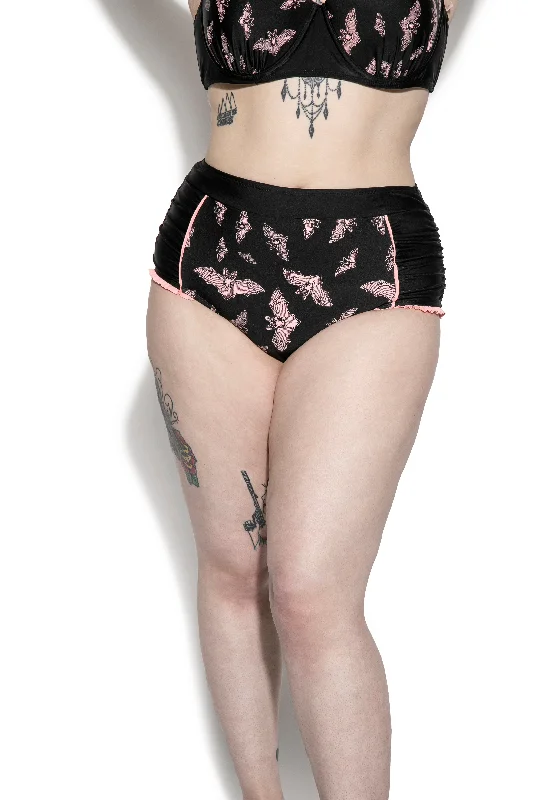 Pink Bat High Waist Swim Bottom