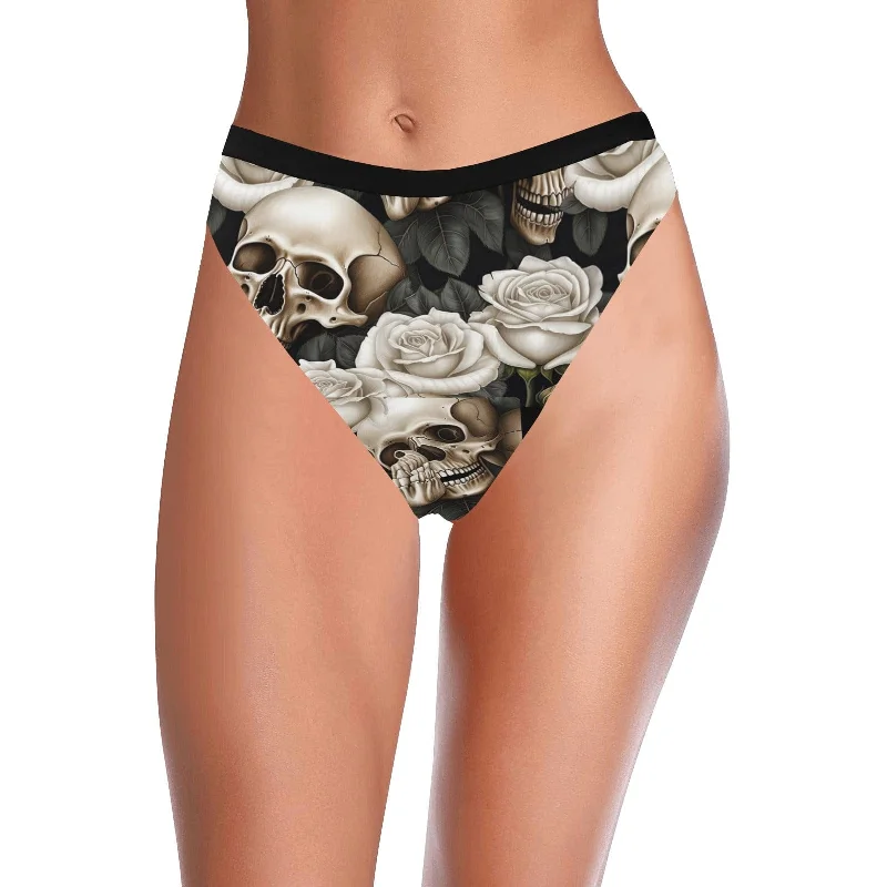 Skulls And Roses Women's High-Waisted High-Cut Bikini Bottom