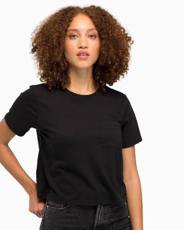 Pima Boxy Crop Tee (Black)