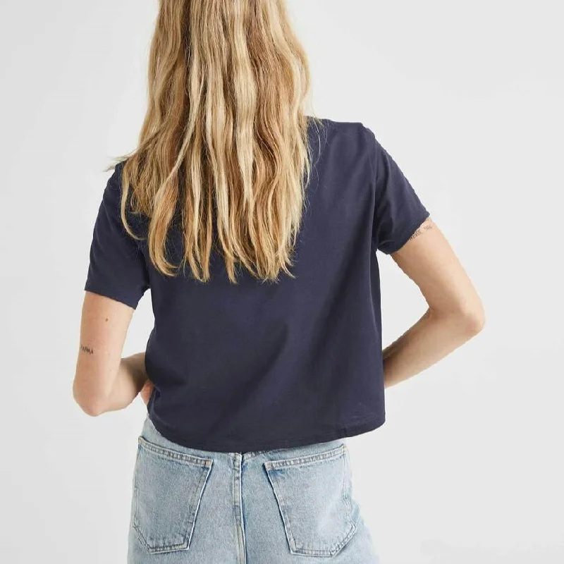 Pima Boxy Crop Tee (Blue Night)