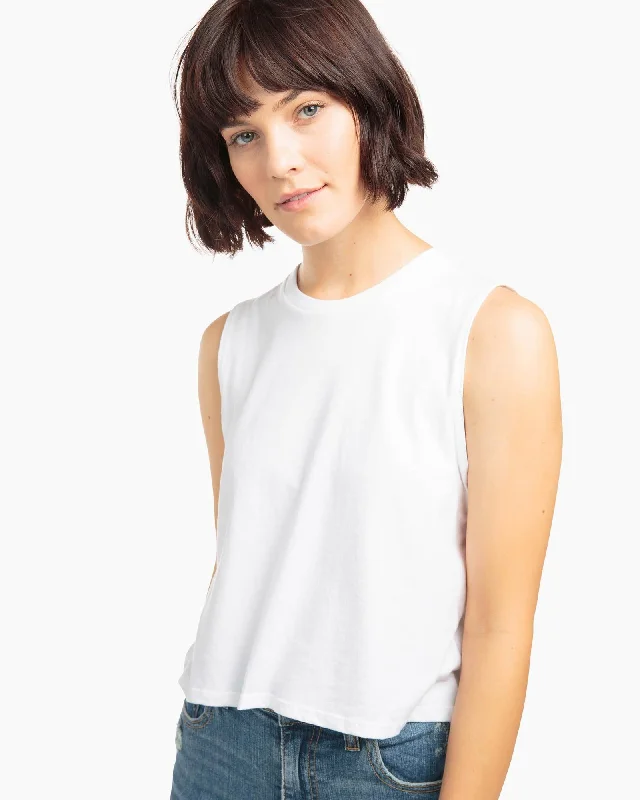 Cropped Muscle Tank (White)