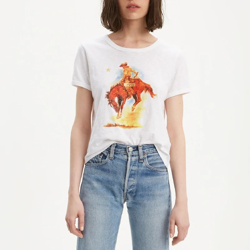 Graphic Ringer Surf Tee Shirt (White)