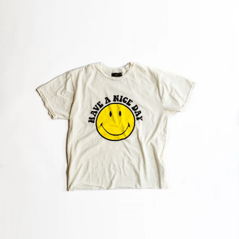 Have A Nice Day Smile Crop Tee (Antique White)