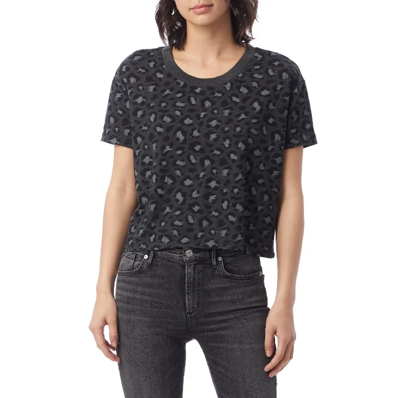 Headliner Eco-Jersey Cropped T-Shirt (Dark Grey Leopard)