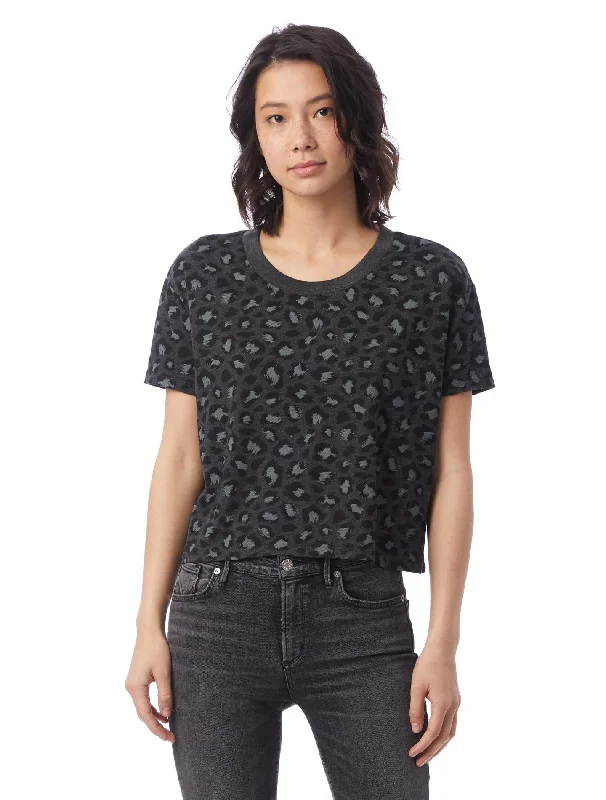 Headliner Eco-Jersey Cropped T-Shirt (Dark Grey Leopard)