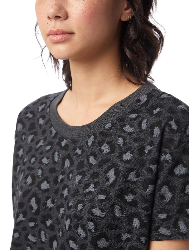 Headliner Eco-Jersey Cropped T-Shirt (Dark Grey Leopard)