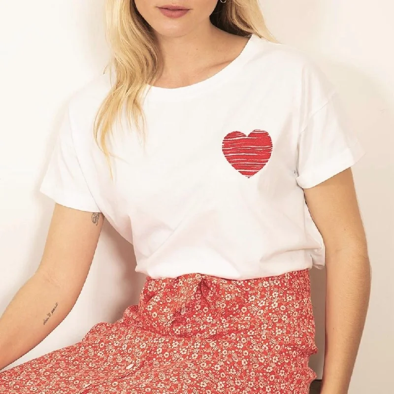 Heart Embroidered Tee (Red Heart)