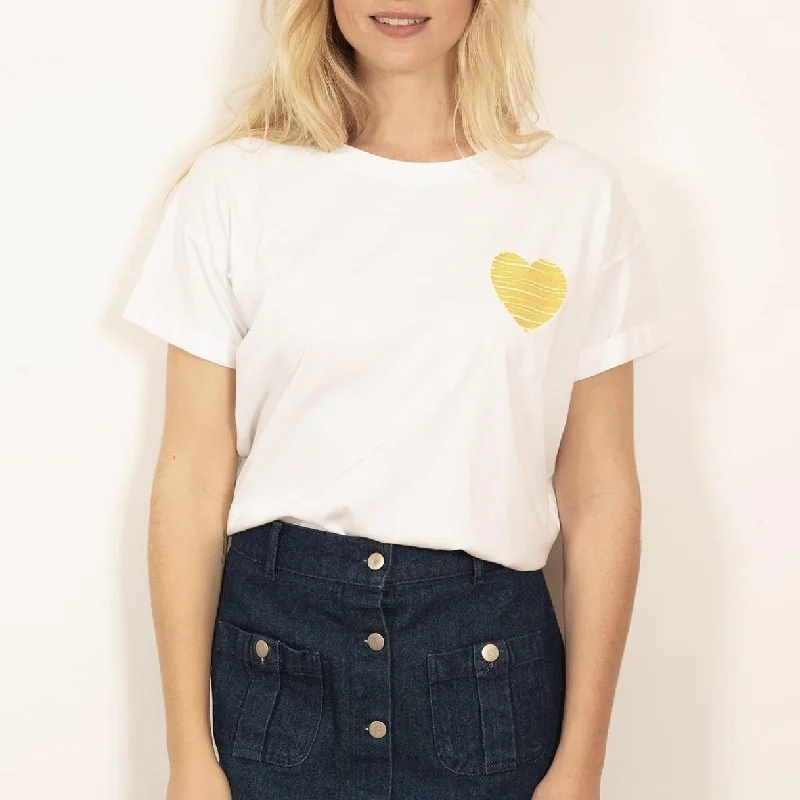 Heart Embroidered Tee (Yellow Heart)