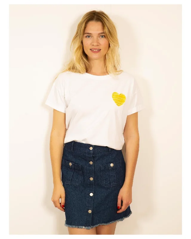 Heart Embroidered Tee (Yellow Heart)