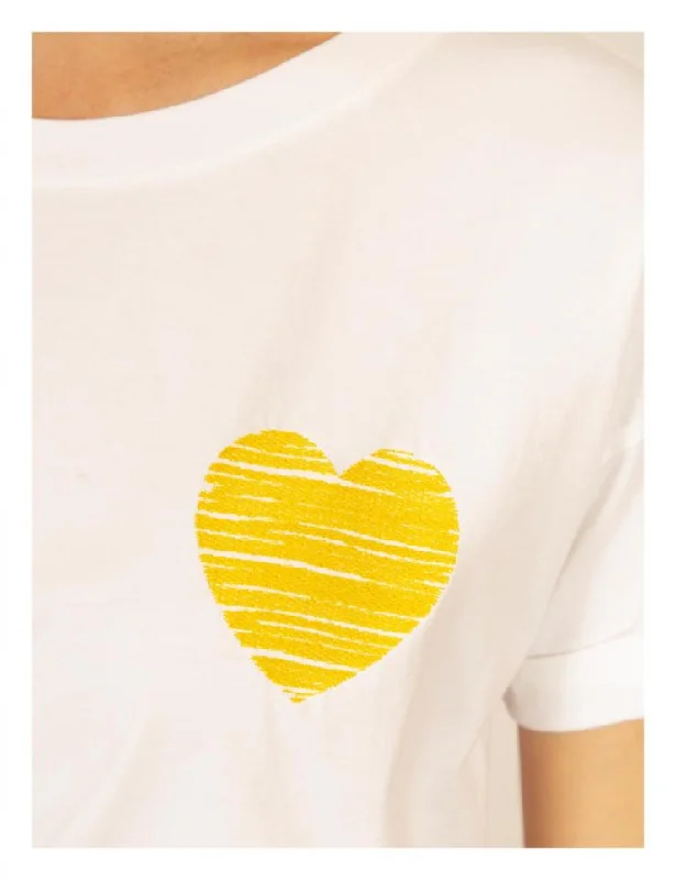 Heart Embroidered Tee (Yellow Heart)