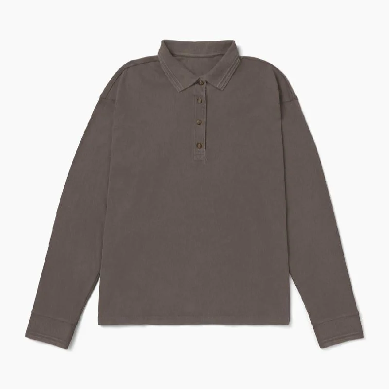 Long Sleeve Relaxed Polo (Bitter Brown)