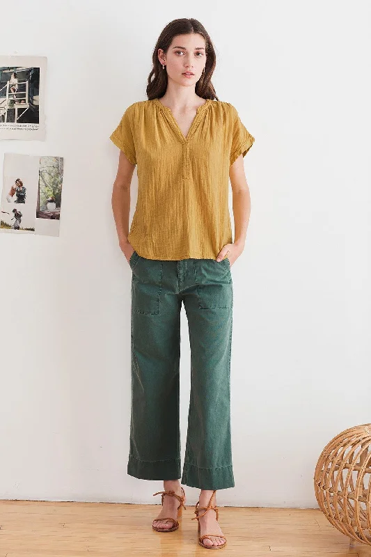 Mae Half Placket Blouse (Amber)