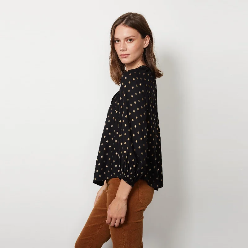 Maisee Foil Dot Blouse (Black Multi)