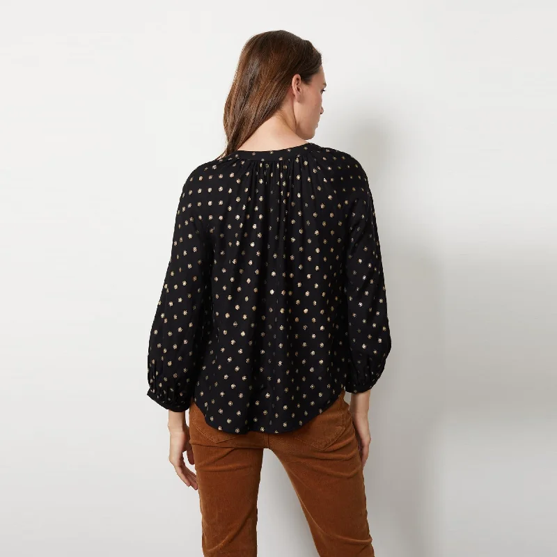 Maisee Foil Dot Blouse (Black Multi)