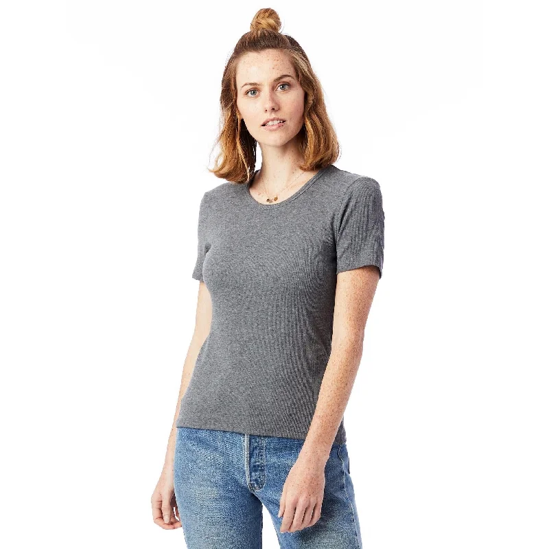 Mia Slinky Rib Crew T-Shirt (Ash Heather)