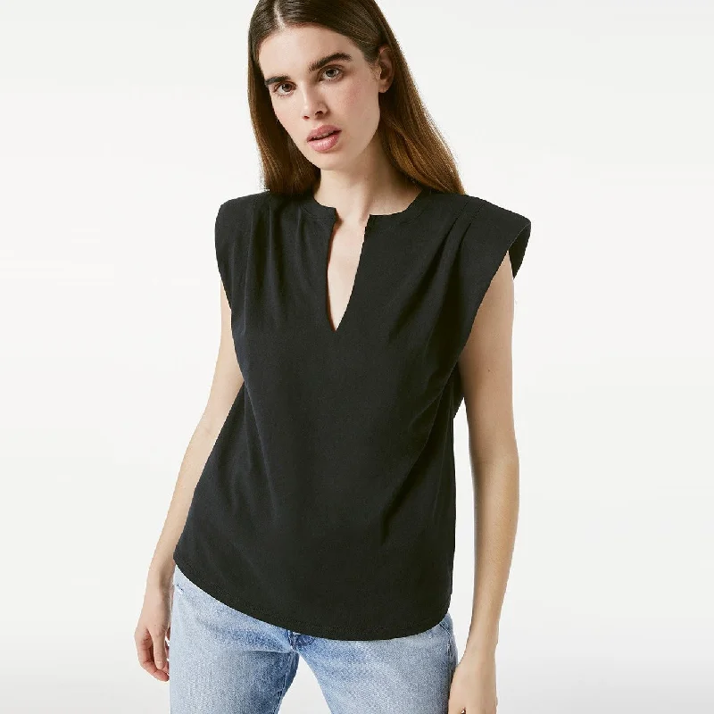 Padded Shoulder V-Neck (Noir)