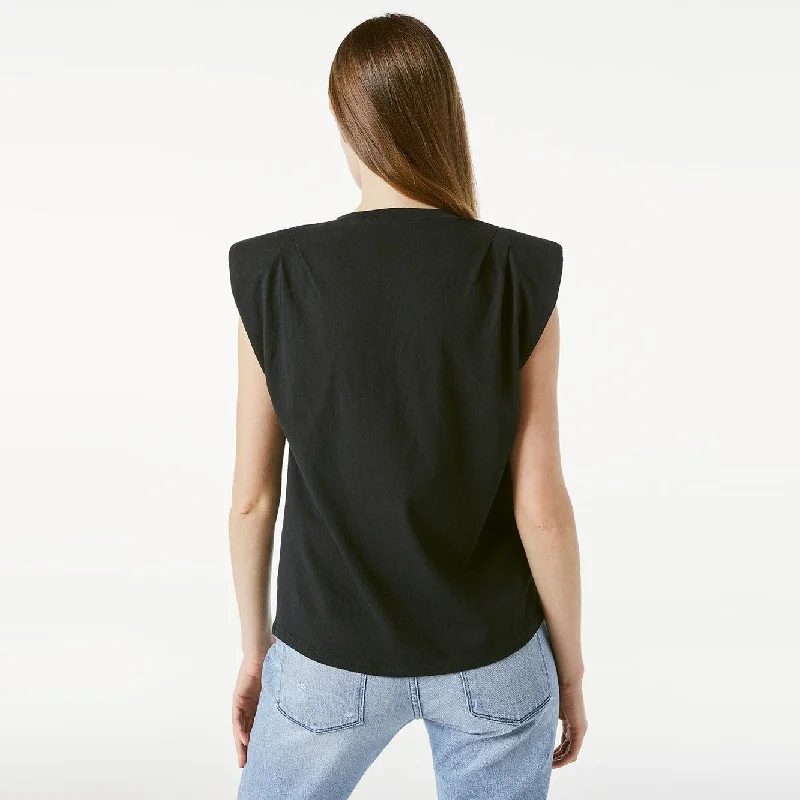 Padded Shoulder V-Neck (Noir)