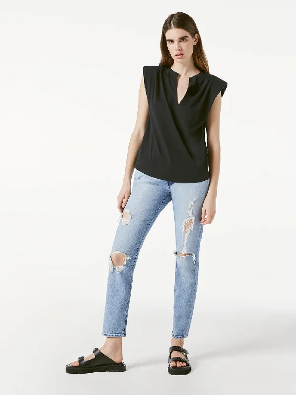 Padded Shoulder V-Neck (Noir)