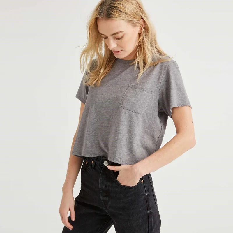 Pima Boxy Crop Tee (Heather Grey)