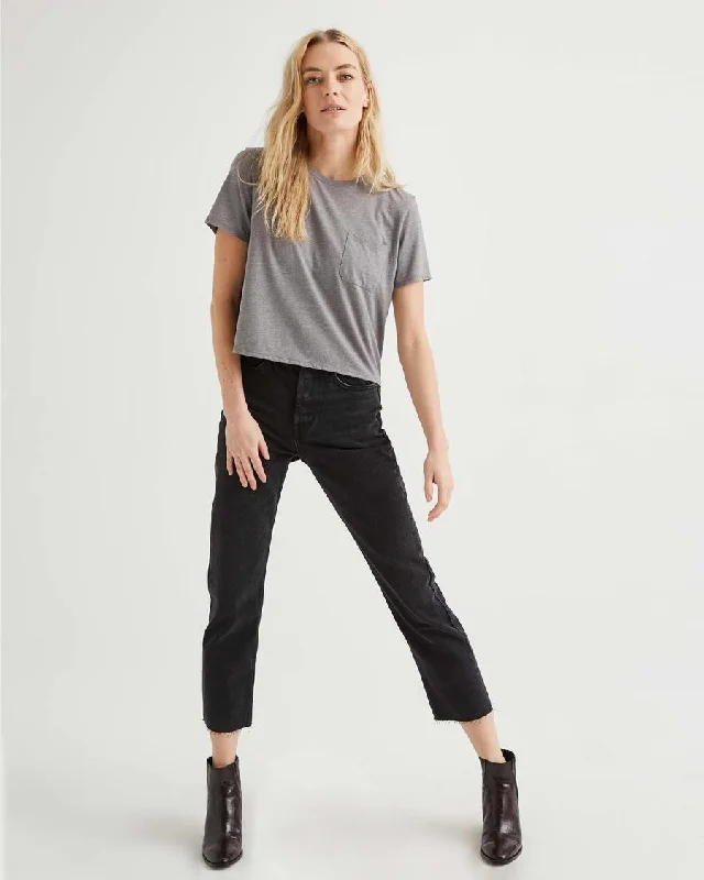 Pima Boxy Crop Tee (Heather Grey)