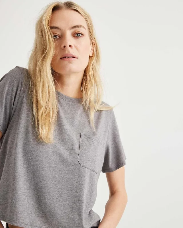 Pima Boxy Crop Tee (Heather Grey)