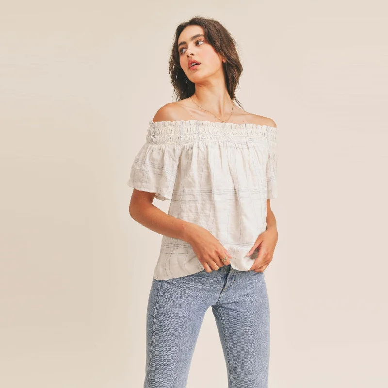 Smocking Off the Shoulder Top (White)