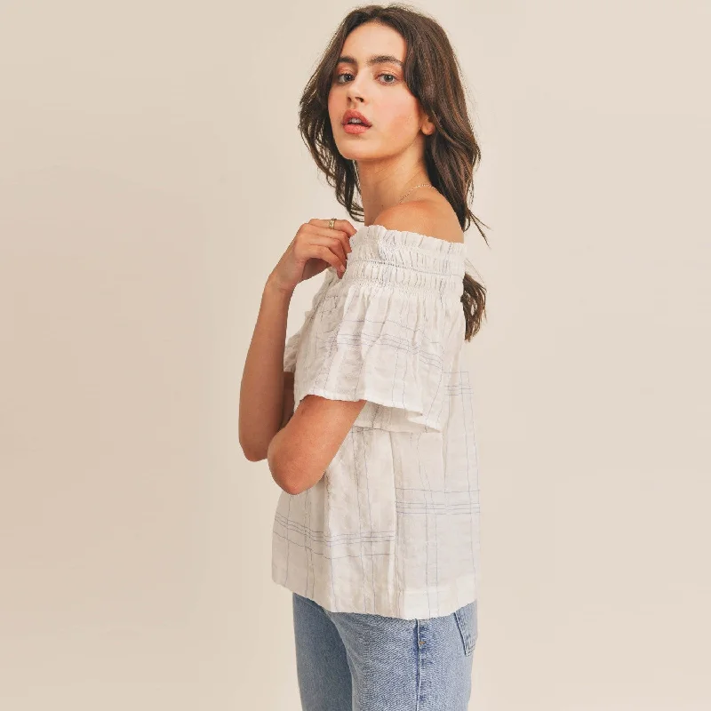 Smocking Off the Shoulder Top (White)