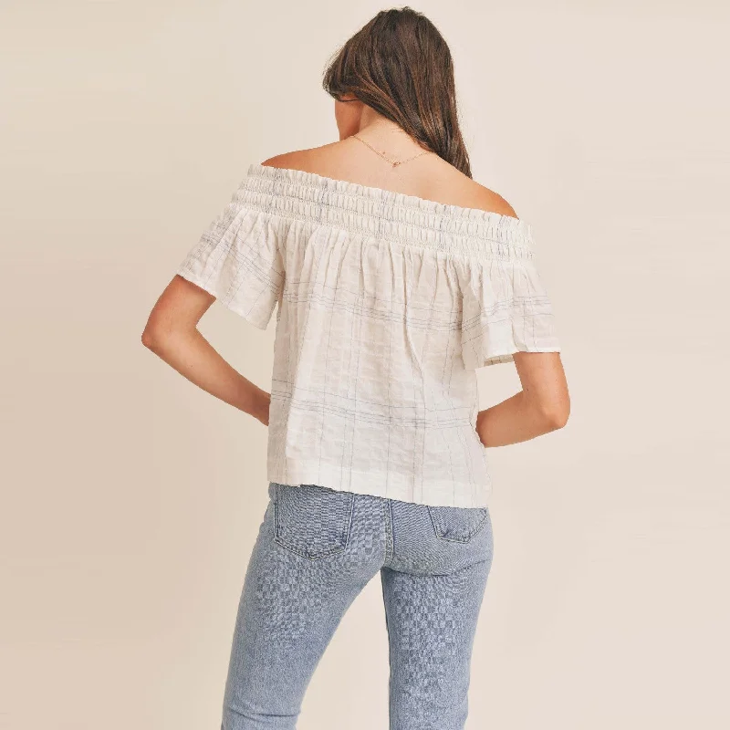 Smocking Off the Shoulder Top (White)