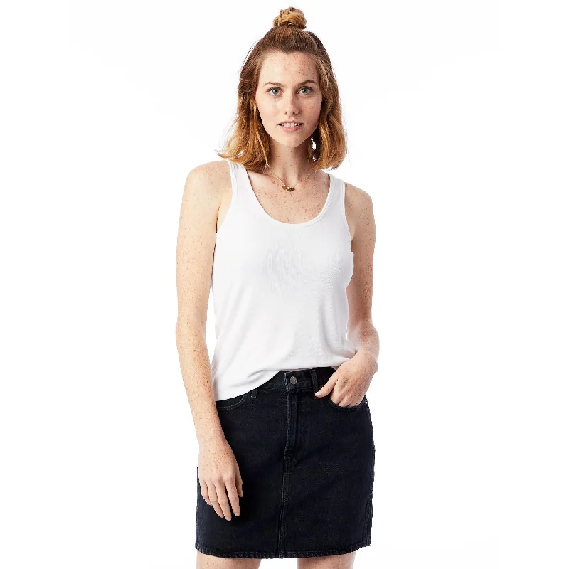 Zoe Slinky Rib Tank Top (White)