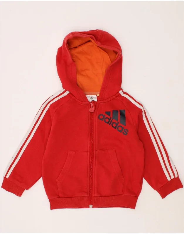 ADIDAS Baby Boys Graphic Zip Hoodie Sweater 18-24 Months Red