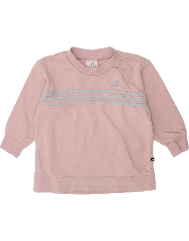 ADIDAS Baby Girls Graphic Sweatshirt Jumper 18-24 Months Pink Cotton